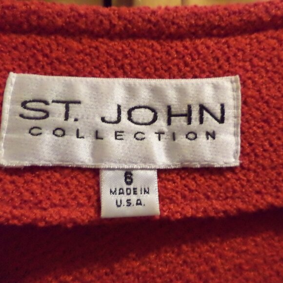 St. John RED Knit Jacket ~ Black Button Closure (7 Buttons) Size:  Small - Picture 5 of 11